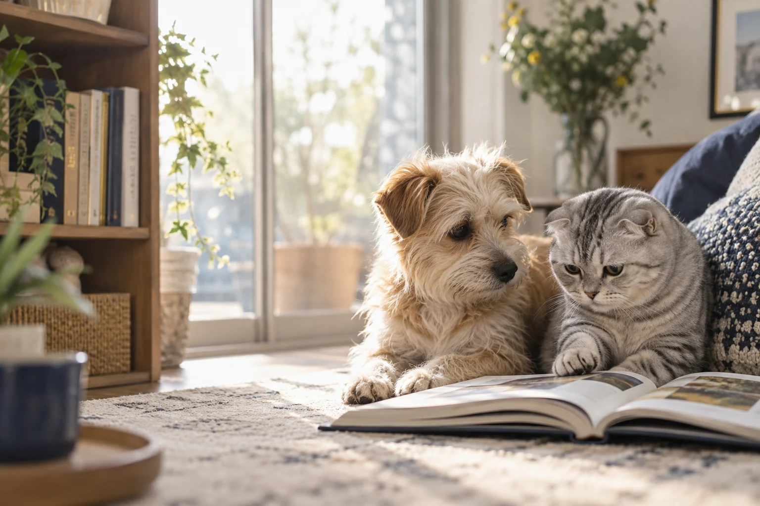 犬と猫の研究を伝えるAI生成イメージ
